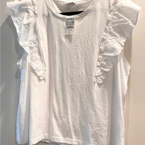 J. Crew White Ruffled Sleeveless Blouse New with tag